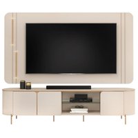 Painel Para Tv 75 Pol E Rack Bancada MDF Ariana Off White Dj Moveis