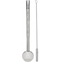 Bomba de Chimarrão Estampada Com 21cm Bojo Mil Furos Aço Inox com Rosca para Mate