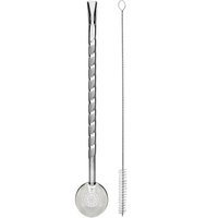 Bomba de Chimarrão Bojo Mil Furos 21cm Rosca Chata Média e Escovinha Artesanal Bomba de Chimarrão Bojo Mil Furos 21cm Rosca Chata Média e Escovinha Artesanal