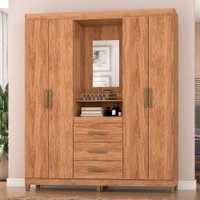 Guarda-Roupa Fiore 4 Portas 3 Gavetas Mel - Pnr Móveis