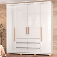 Guarda-Roupa Casal Farnese 4 Portas 6 Gavetas Branco - Pnr Móveis