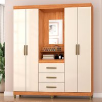 Guarda-Roupa Fiore 4 Portas 3 Gavetas Cinamomo/Off White - Pnr Móveis