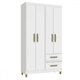 Guarda-Roupa Solteiro Dória 4 Portas 2 Gavetas Branco - Pnr Móveis