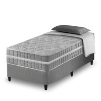 Cama Box Solteiro Cinza + Colchão Molas Ensacadas Zidi Alabama 88x188x61cm