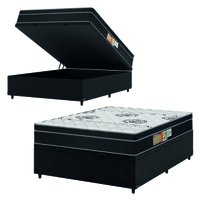 Cama Box Baú Casal Colchão Espuma 138x188x66m Orthoface Grafite Polar