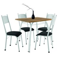 Conjunto de Mesa Sala de Jantar Lotus com 4 Cadeiras Tampo Retangular Madeirado 91cm Branco/Preto