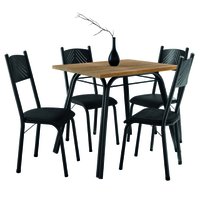 Conjunto de Mesa Sala de Jantar Lotus com 4 Cadeiras Tampo Retangular Madeirado 91cm Preto Artefamol