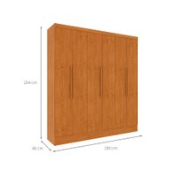 Guarda-Roupa Casal Vietri sem Pés 6 Portas 4 Gavetas Cinamomo
