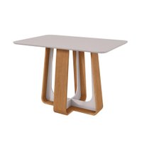 Mesa de Jantar Retangular com Tampo de MDF 25 mm e Vidro Sintonia Off White e Amêndoa 120 cm