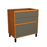 Balcão de Cozinha Denver sem Tampo 3 Gavetas Freijó e Grafite Balcão de Cozinha Denver sem Tampo 3 Gavetas Freijó e Grafite