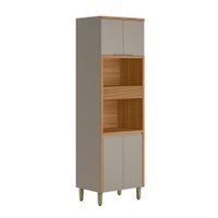 Paneleiro Allure com 2 Nichos 5 Portas Gris e Jequitibá