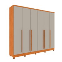 Guarda-Roupa Casal Sevila com Pés 6 Portas 8 Gavetas Cinamomo e Off White