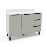 Balcão de Cozinha Meena com Tampo 2 Portas 3 Gavetas Verde e Branco