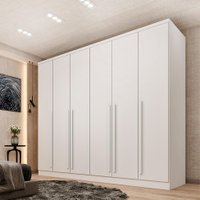 Guarda-Roupa Casal Sevila sem Pés 6 Portas 8 Gavetas Neve