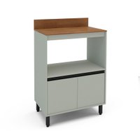 Balcão de Cozinha com Nicho Koya com Tampo 2 Portas Verde Oliva Balcão de Cozinha com Nicho Koya com Tampo 2 Portas Verde Oliva