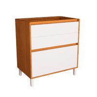 Balcão de Cozinha Denver sem Tampo 3 Gavetas Freijó e Branco