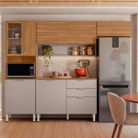 Cozinha Compacta Alba 8 Portas 2 Gavetas Amêndola e Nude