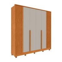 Guarda-Roupa Casal Vicenzo com Pés 6 Portas 4 Gavetas Cinamomo e Off White