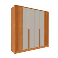 Guarda-Roupa Casal Vicenzo sem Pés 6 Portas 4 Gavetas Cinamomo e Off White