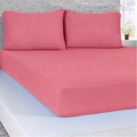 Jogo de Cama Solteiro Serena 3 pçs Malha 100% Algodão 88x188x23cm Goiaba