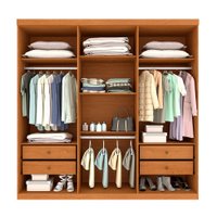 Guarda-Roupa Casal Paradiso sem Pés 6 Portas 4 Gavetas Cinamomo e Off White 219 cm