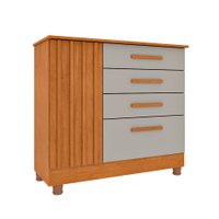 Cômoda Ravello com Pés 1 Porta 4 Gavetas Cinamomo e Off White