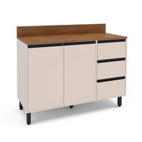 Balcão de Cozinha Koya com Tampo 2 Portas 3 Gavetas Creme Balcão de Cozinha Koya com Tampo 2 Portas 3 Gavetas Creme