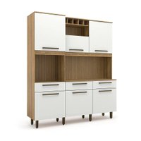 Cozinha Compacta Veneza 6 Portas 3 Gavetas Cinamomo e Off White