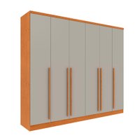 Guarda-Roupa Casal Sevila sem Pés 6 Portas 8 Gavetas Cinamomo e Off White