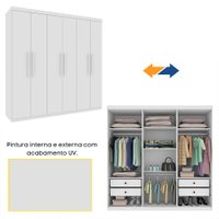 Guarda-Roupa Casal Paradiso com Pés 6 Portas 4 Gavetas Neve 219 cm