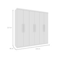 Guarda-Roupa Casal Paradiso sem Pés 6 Portas 4 Gavetas Neve 219 cm