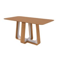 Mesa de Jantar Retangular com Tampo de MDF Sintonia Amêndoa e Off White 170 cm