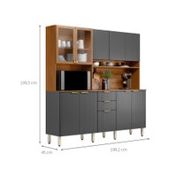 Cozinha Compacta Amora 10 Portas 2 Gavetas Amêndola e Grafite