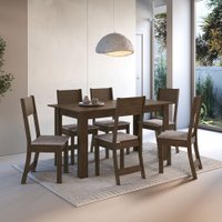 Mesa de Jantar 6 Lugares Astana Noce/Linho - Pnr Móveis