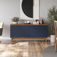 Aparador Kappesberg 4 Portas Canela/Azul 156cm