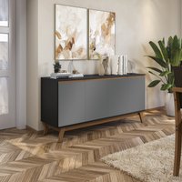 Aparador Kappesberg 4 Portas Preto Fosco/Chumbo 156cm