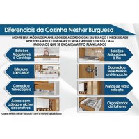 Módulo Cozinha Nesher Burguesa c/ 3 Portas e 4 Gavetas Freijó/Branco-Nesher