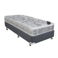 Cama Box Solteiro: Colchão Molas Pocket Ensacadas Castor Super Luxo Látex SLX + Base CRC Suede Gray (88x188)