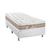 Cama Box Solteiro: Colchão Molas Pocket Ensacadas Castor Silver Sr Air + Base CRC Courano White (88x188)
