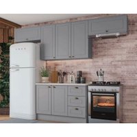 Kit Cozinha Modulada 5 Peças Americana (3Aéreos+1Balcão+1Complemento) CZ134 Cinza - Henn