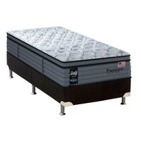 Conjunto Box Solteiro: Colchão Molas Sealy Posturepedic Passion + Base CRC Suede Black (88x188)