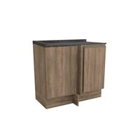 Balcão Cozinha p/ Cooktop c/ Tampo Maxxi G748 Canto Reto c/ 1 Porta 80cm Nogal/Cinzel - Kappesberg