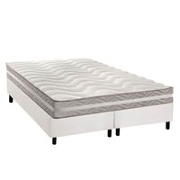 Cama Box King: Colchão Espuma D33 Paropas D45/ Pro Sono Double Face Prata + Base CRC Courano White (193x203)