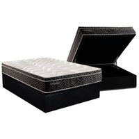Conjunto Box Baú Casal: Colchão Espuma Paropas Molas Extrapedic Olímpia + Base CRC Suede Black (138x188)