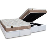 Cama Box Baú King: Colchão Molas Ensacadas Orthoflex Sensitive + Base CRC Courano White (193x203)