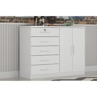 Cômoda de Quarto Space c/ 2 Portas e 5 Gavetas Neve - Novo Horizonte