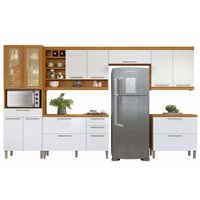 Kit Cozinha Completa 6 Peças Burguesa Premium (3Aéreo+2Balcões+1Paneleiro) C6P55 Freijo/Off White - Nesher