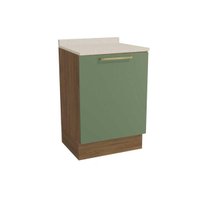 Balcão Cozinha p/ Cooktop c/ Tampo Botanic M629 c/ 1 Porta 60cm Nogueira/Oliva/Orion - Kappesberg