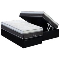 Cama Box Baú Solteiro: Colchão Molas Bonnel Polar Ensacadas Serenatta + Base CRC Suede Black (88x188)