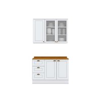 Kit Cozinha Modulada 3 Peças Americana (1Aéreo+1Balcão+1Complemento) CZ126 Branco - Henn